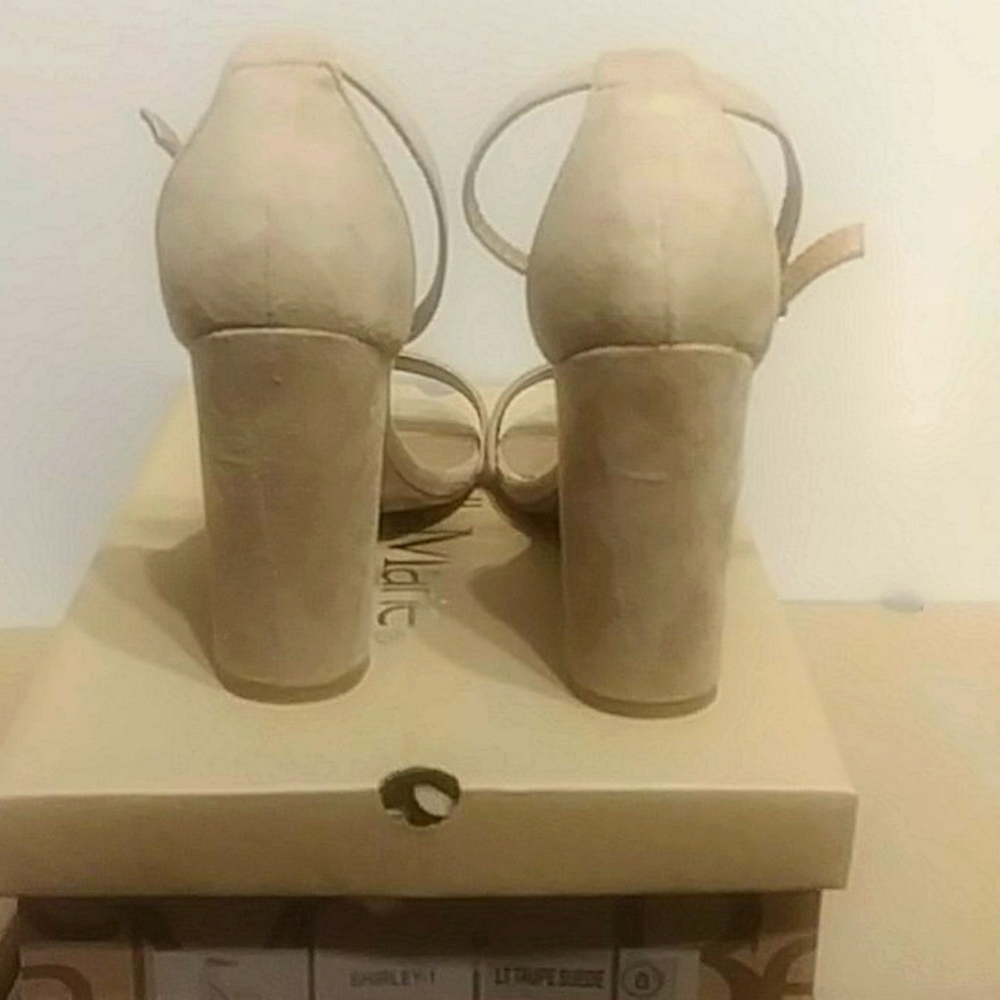 Taupe, Open Toe Strappy,  4" Block Heel Sandal, Faux Suede. multiple sizes. NWT - Picture 4 of 4
